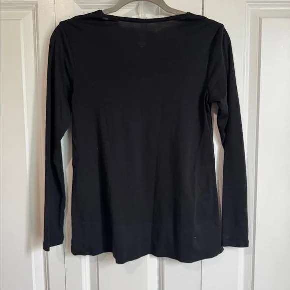 J. Jill Perfect Pima 100% Pima Cotton Black Long Sleeve Tee Top T-Shirt Size XS - Picture 4 of 12
